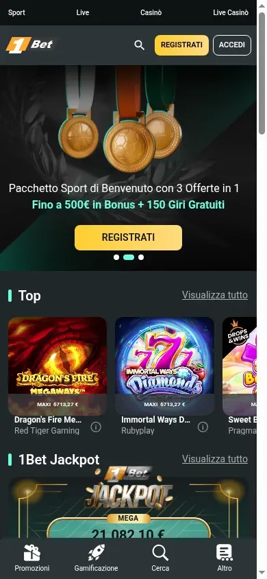 Anteprima mobile di 1Bet