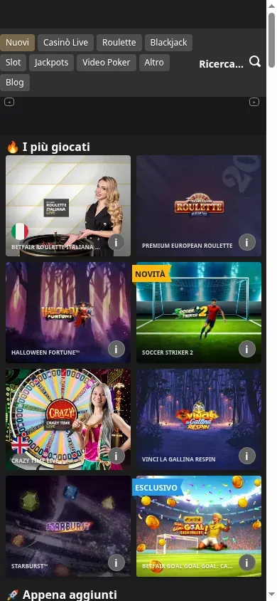 Anteprima mobile di Betfair