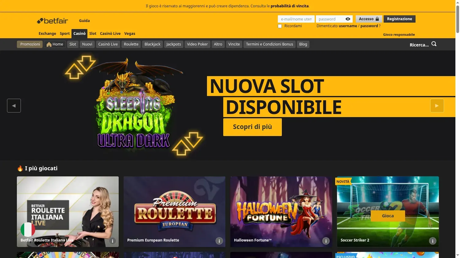 Anteprima di Betfair