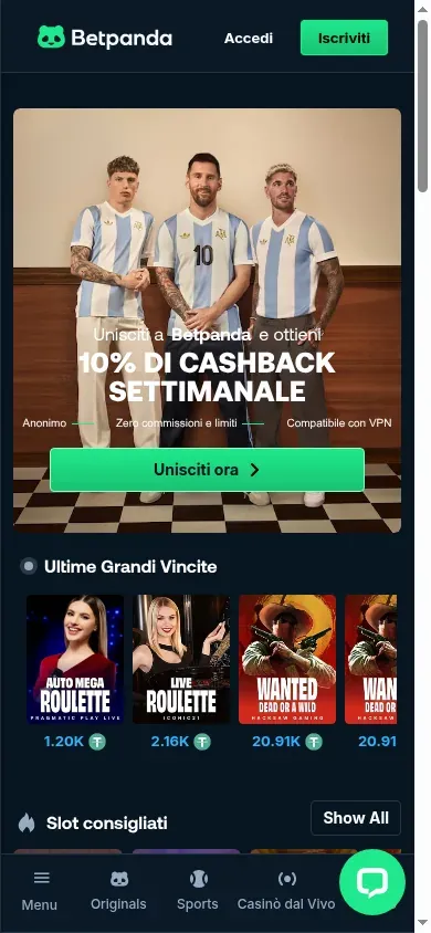 Anteprima mobile di Betpanda
