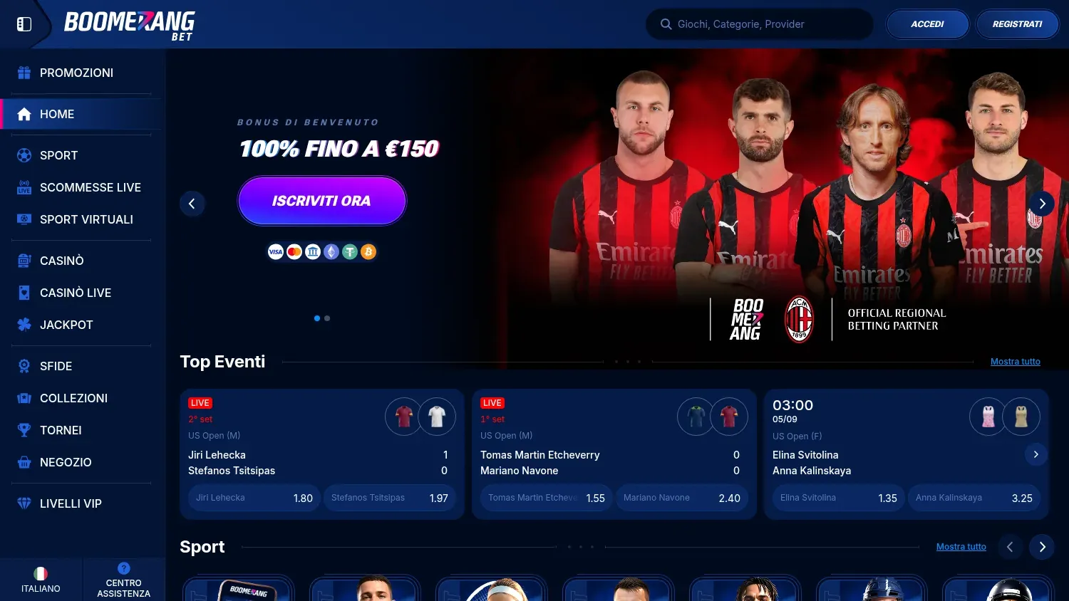 Anteprima di Boomerang.Bet