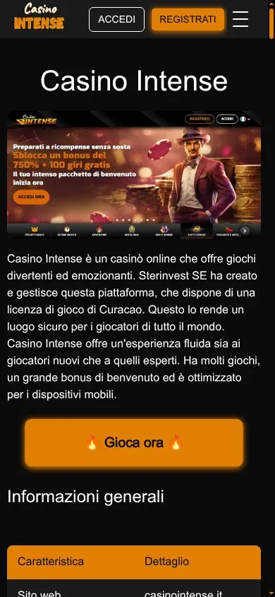 Anteprima mobile di Casino Intense