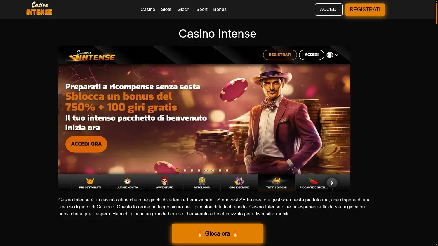 Anteprima di Casino Intense