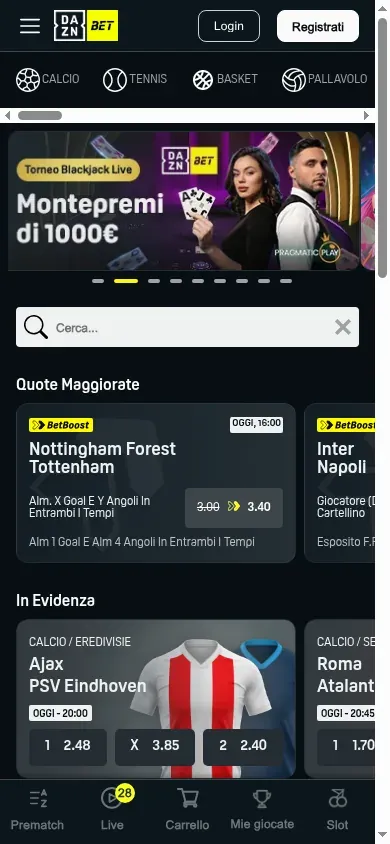 Anteprima mobile di DAZN Bet