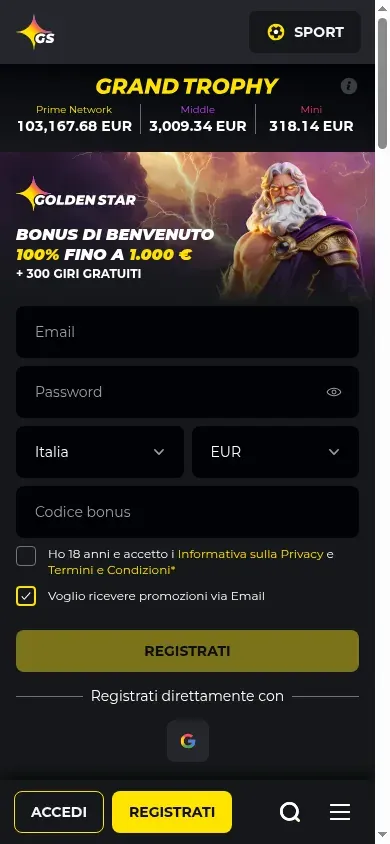 Anteprima mobile di Golden Star