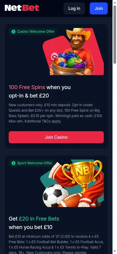 Anteprima mobile di NetBet