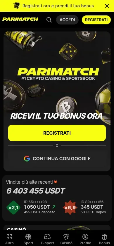 Anteprima mobile di Parimatch