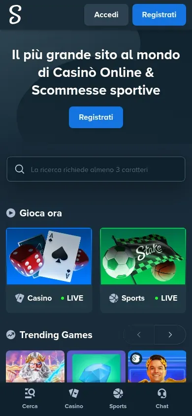 Anteprima mobile di Stake